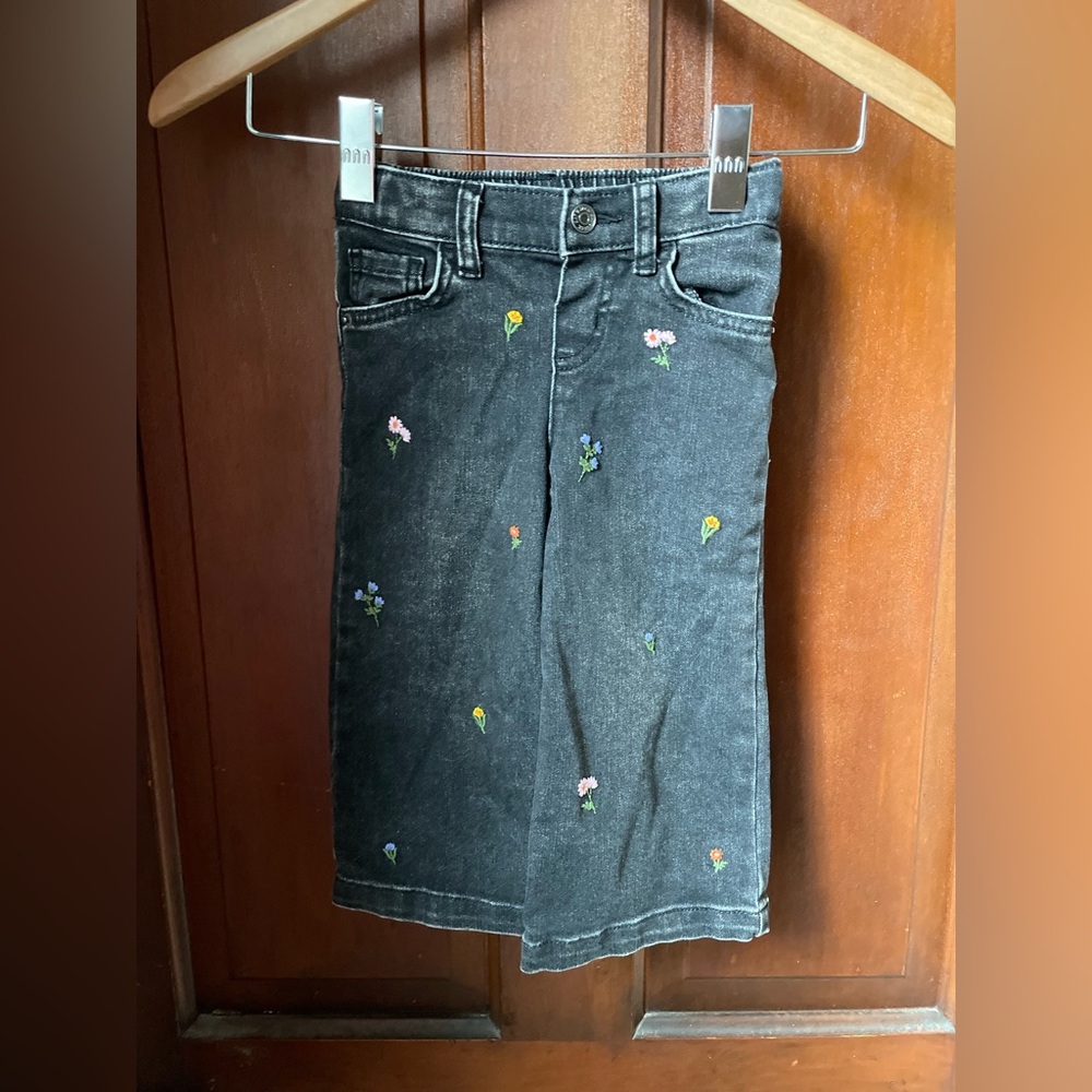 Cat & Jack girls 2T black wide leg jeans